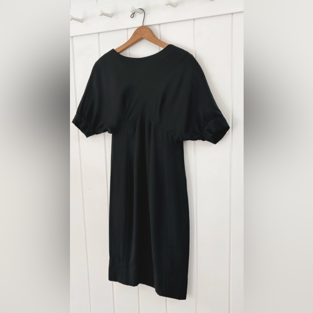 Vintage 1960s Teal Traina Dress Black Mod Unique Collectible Minimal Monochrome - Picture 4 of 16